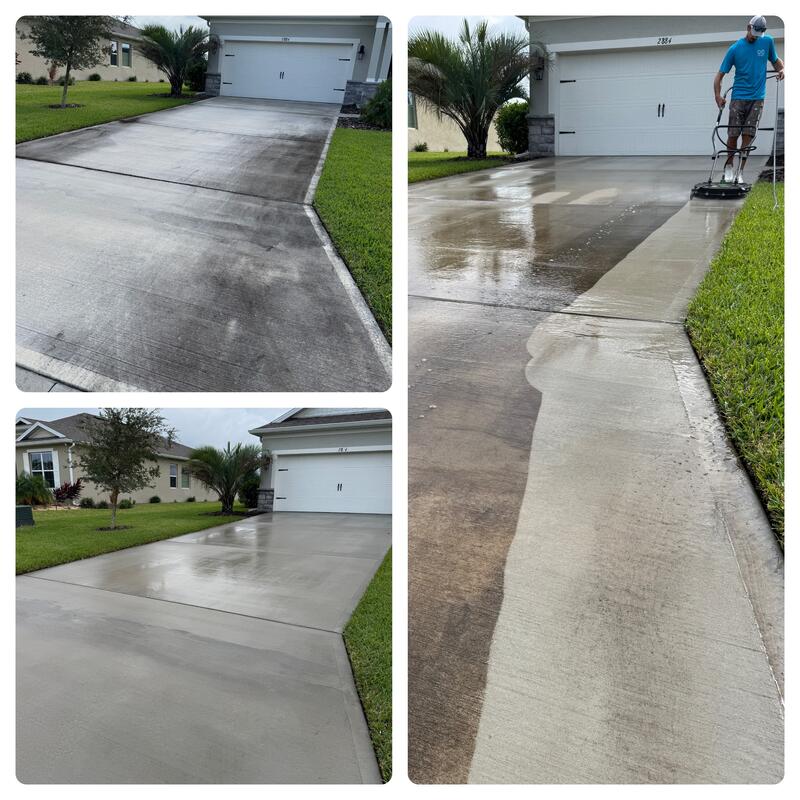 Driveway pressure washing